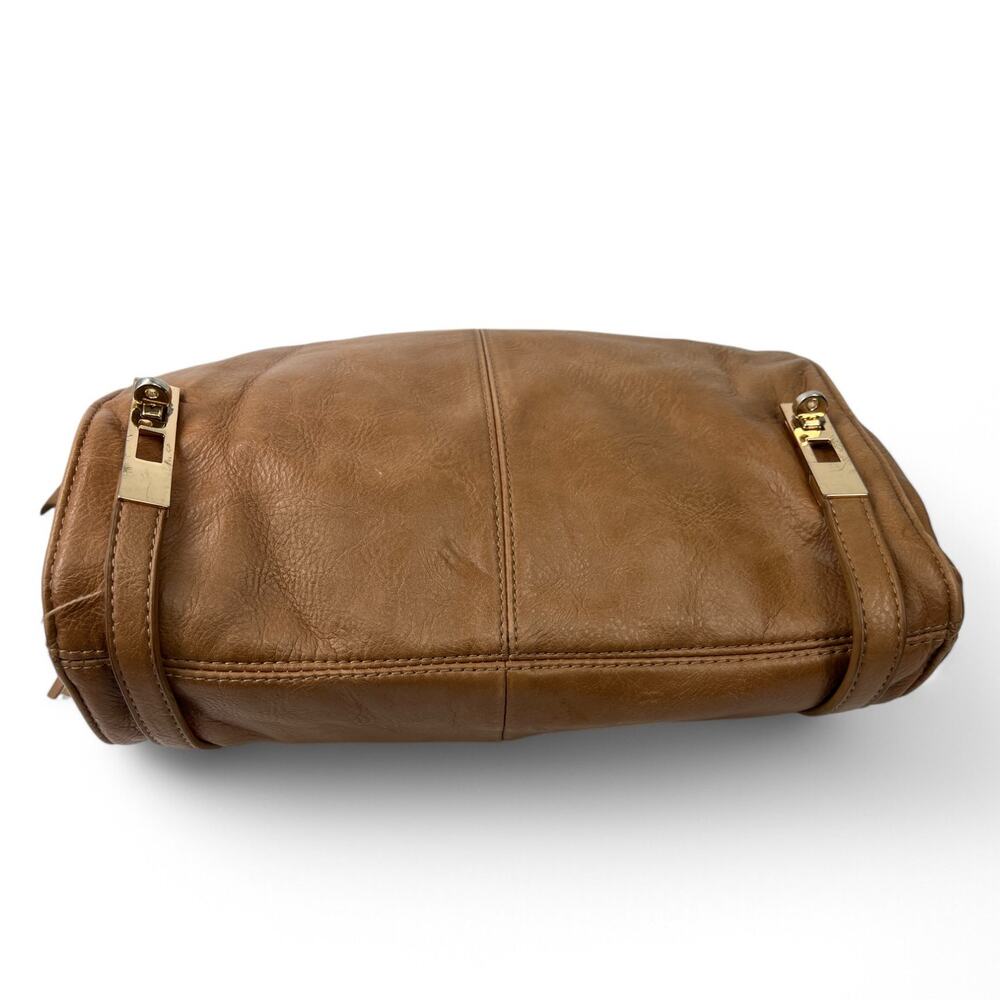 MMS Design Co. Supple Tan Leather Gold Tone Hardware Crossbody Shoulder Bag - Picture 6 of 9